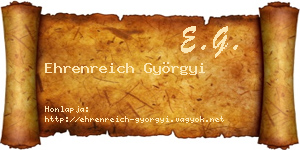 Ehrenreich Györgyi névjegykártya